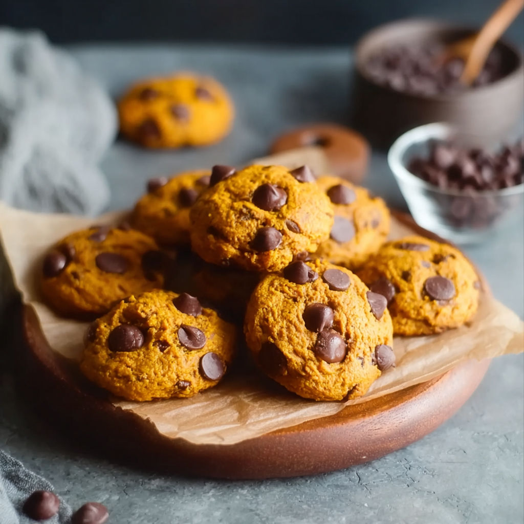 A plate of chocolate chip cookies.