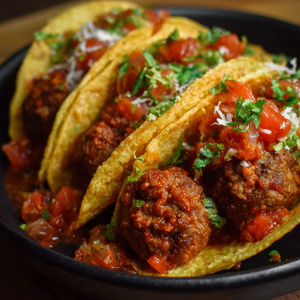A plate of food with meatballs and tomatoes.