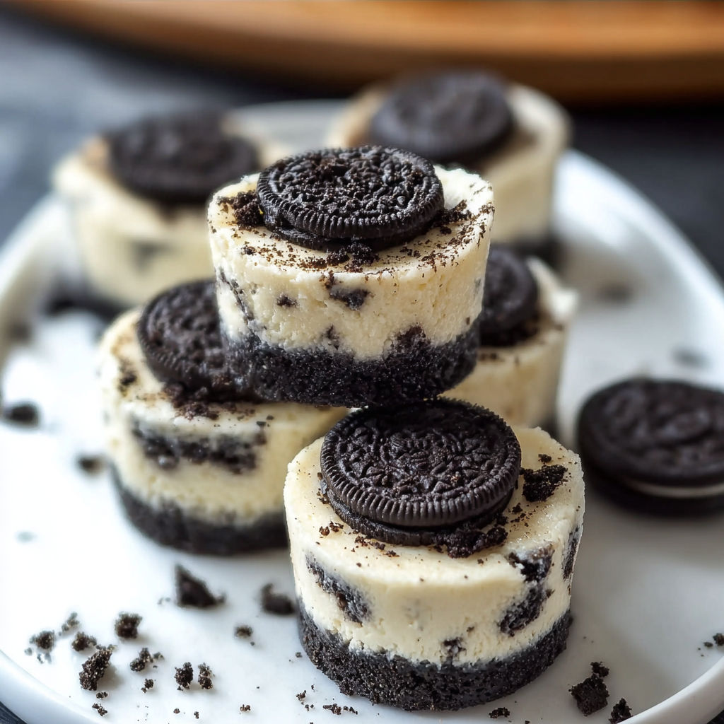 A plate of four Oreo cookies with chocolate and white frosting.