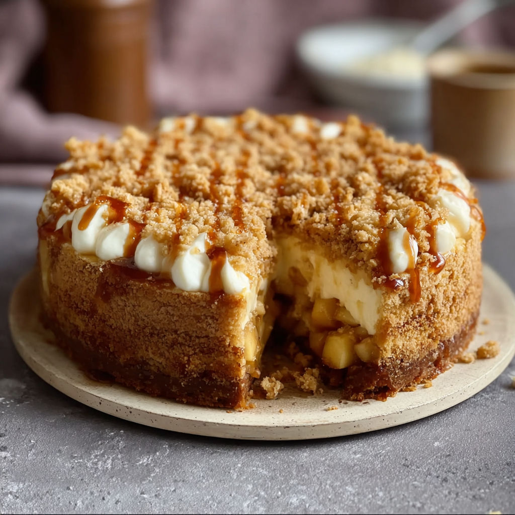 A slice of cake with caramel sauce.