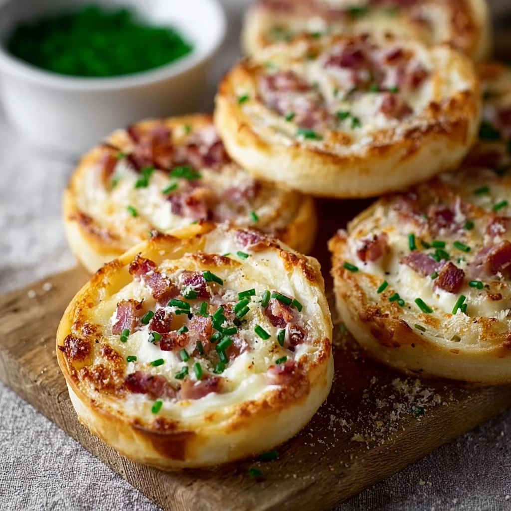 A plate of Flammkuchen Brötchen.