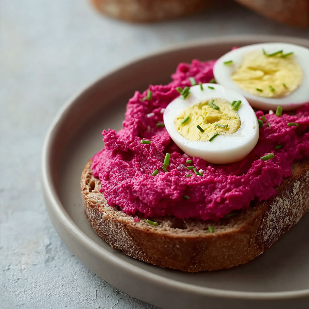A plate of food with eggs and a red substance on top.