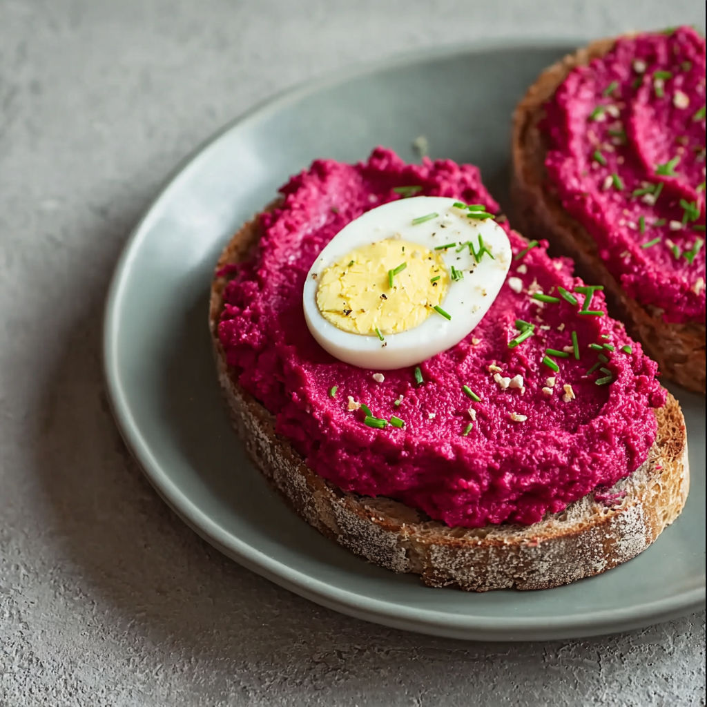 A plate with a red spread on it.