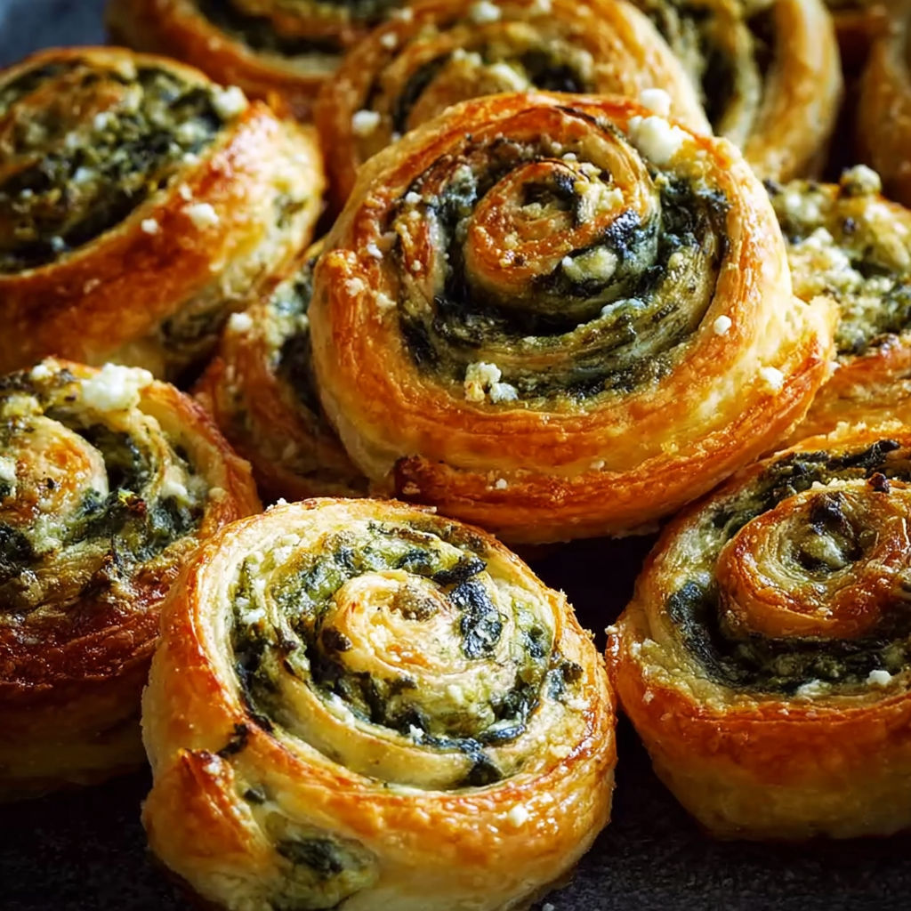 A plate of spinach and feta filled pastries.