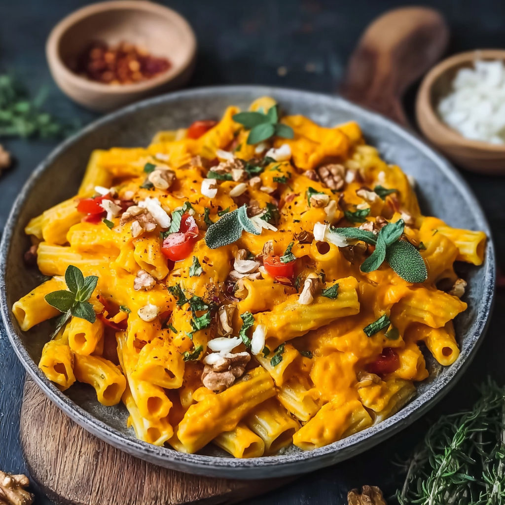 A plate of pasta with a sauce.