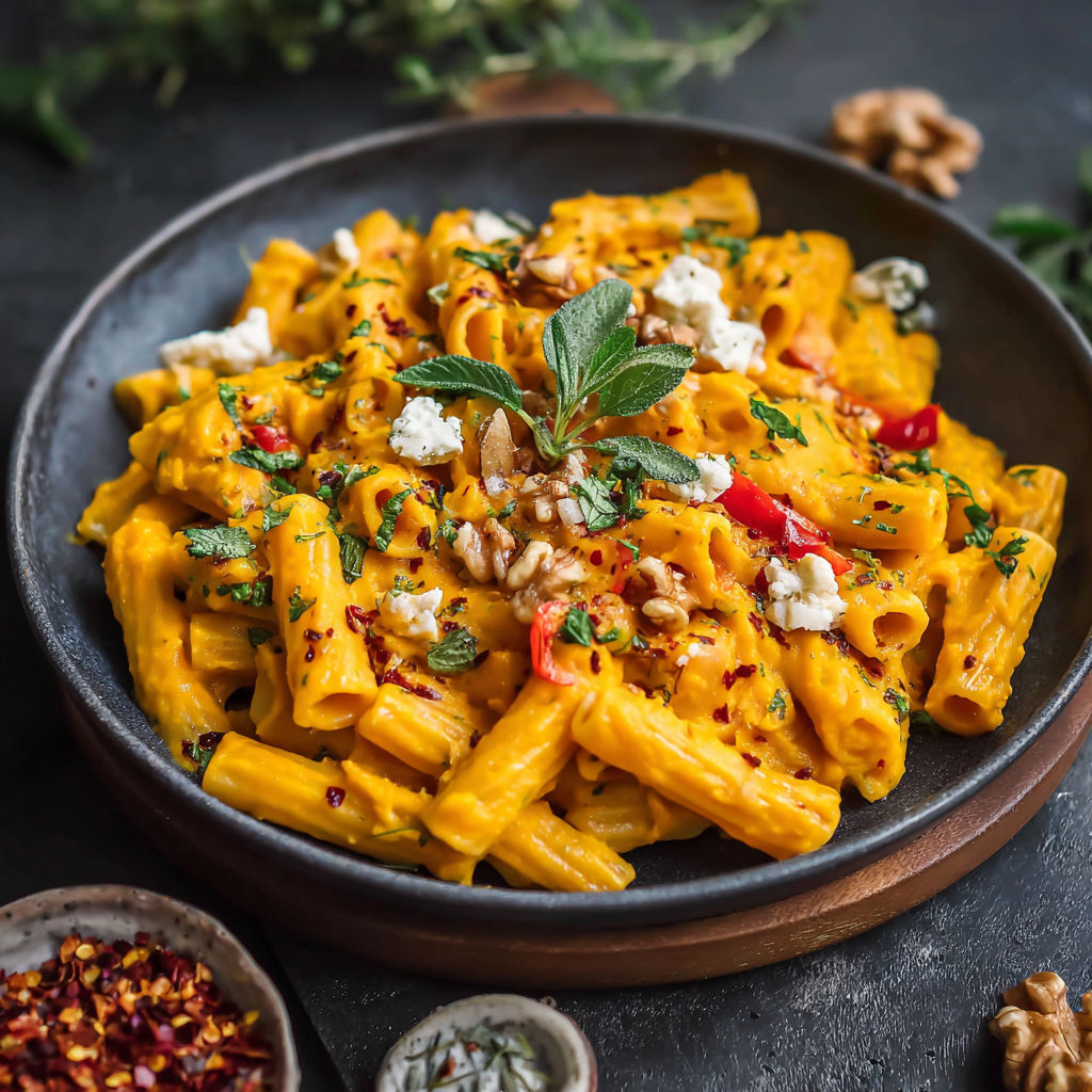 A plate of pasta with cheese and nuts on top.