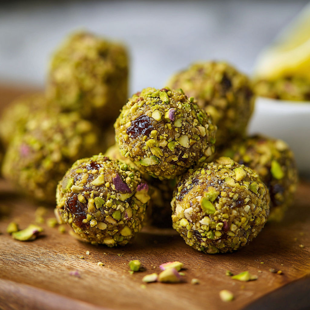 A bowl of pistachio energy balls.