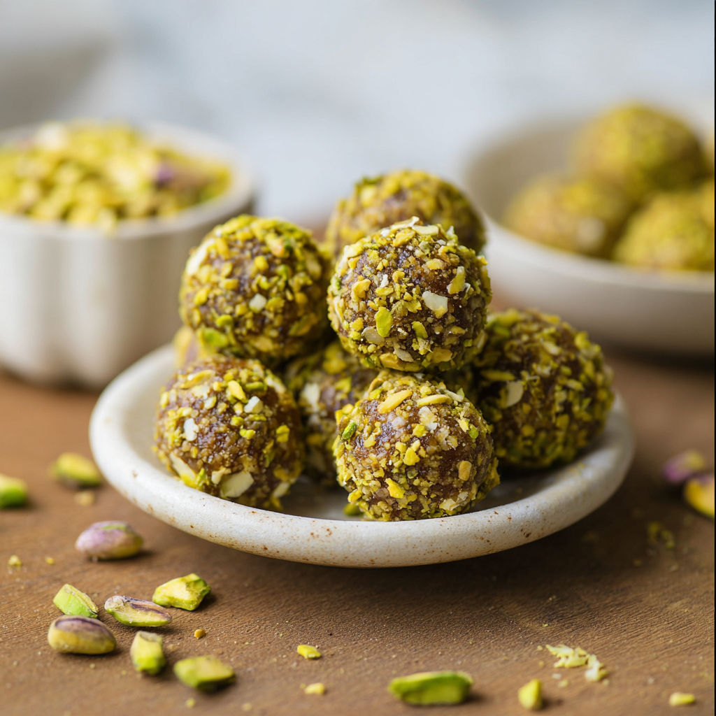A bowl of balls made of nuts and seeds.