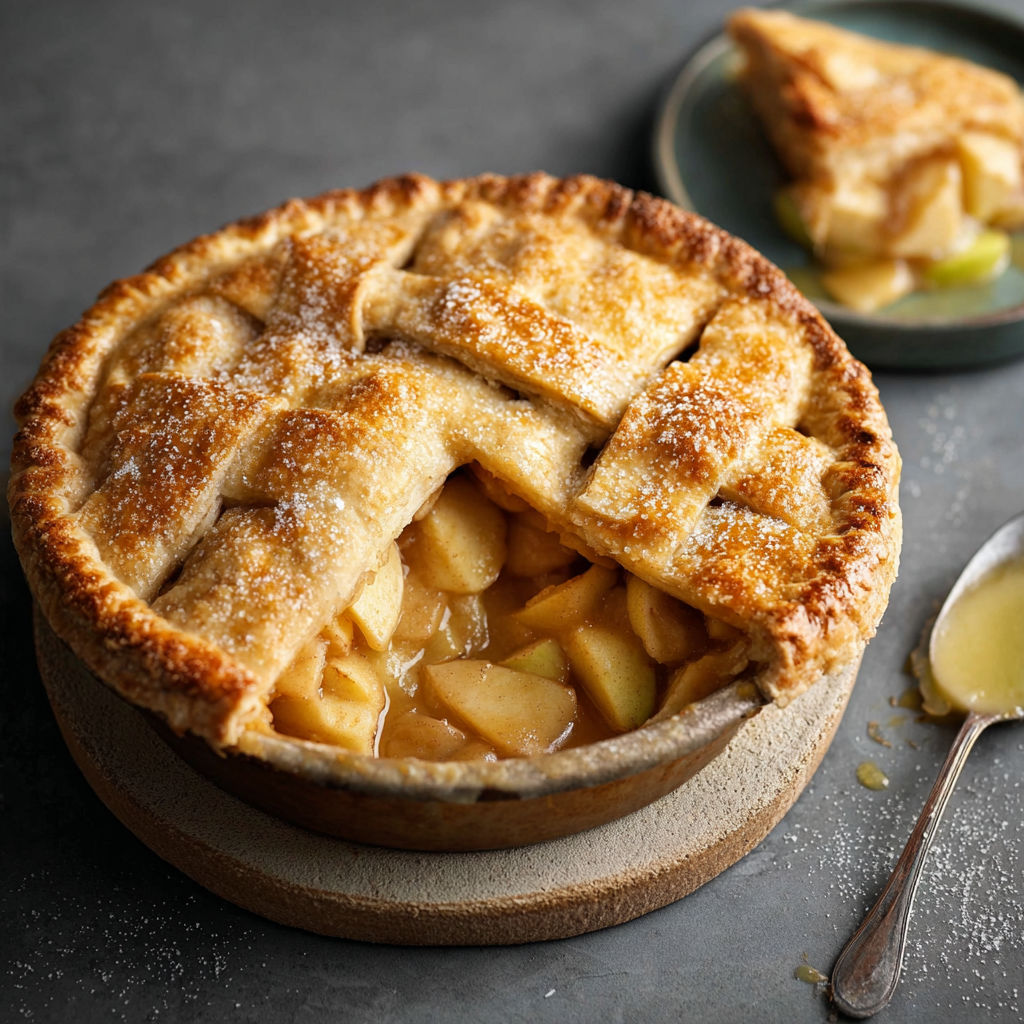 A pie with a spoon in it.