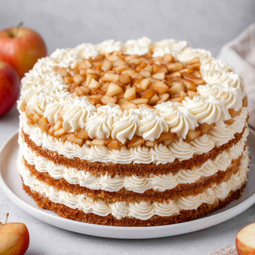 A slice of winterliche apfeltorte with vanille mousse.