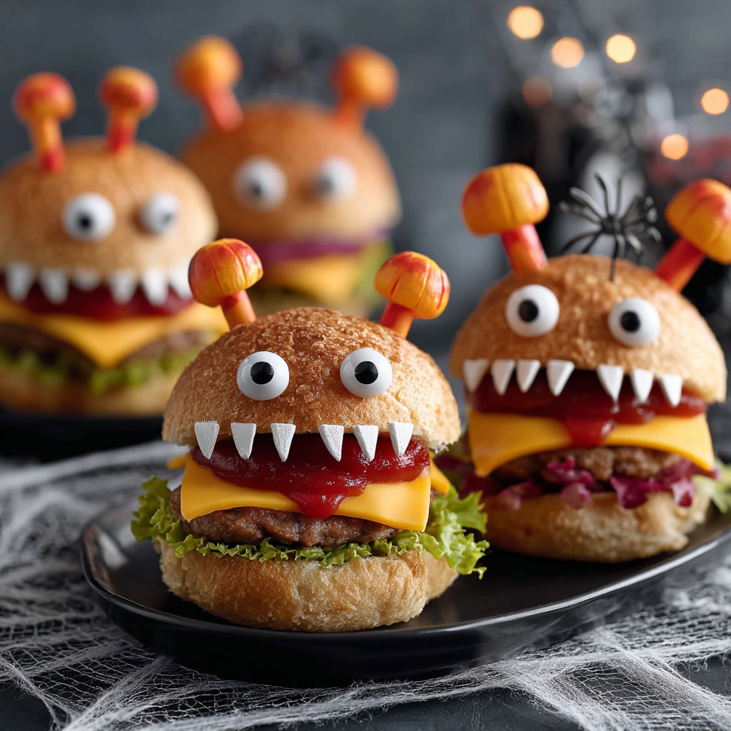A plate of sandwiches with googly eyes.