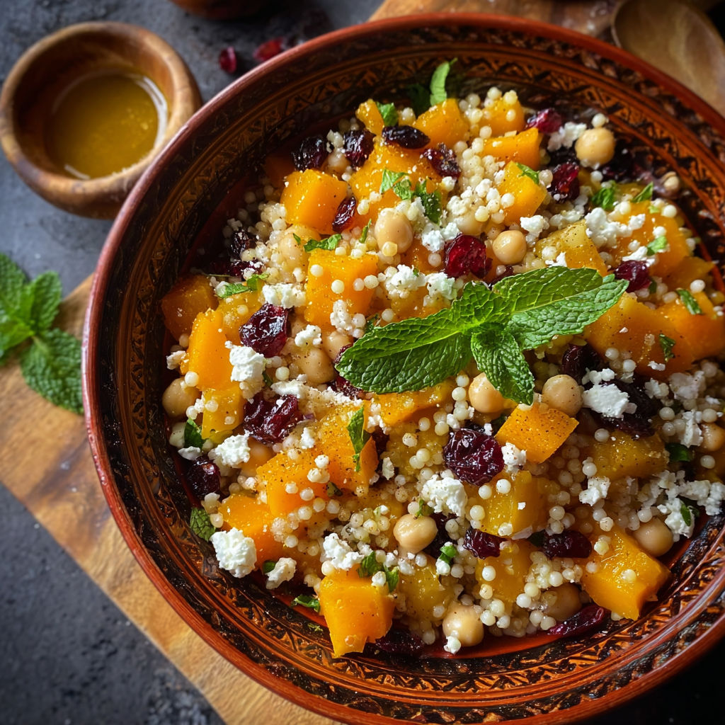 A bowl of food with a mint leaf on top.
