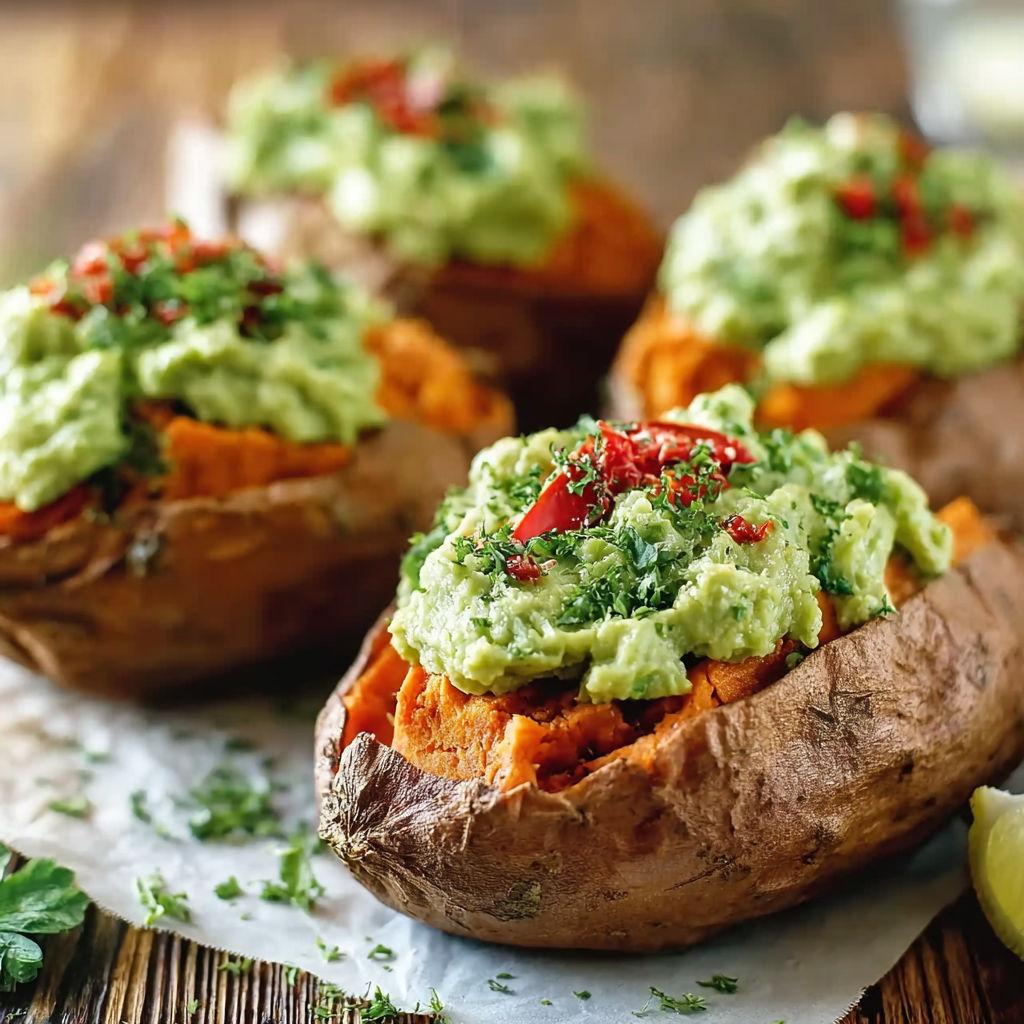 Potatoes with avocado cream.