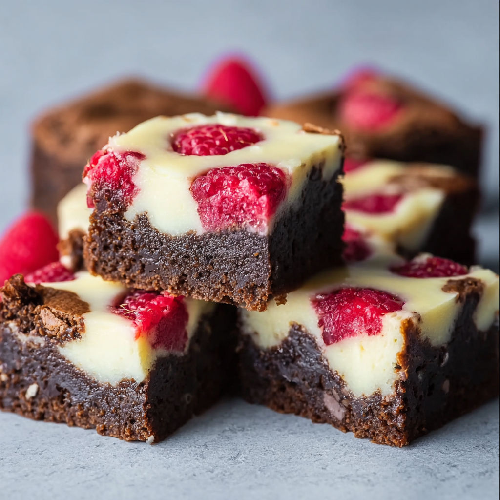 A close up of a piece of chocolate cheesecake with raspberries on top.