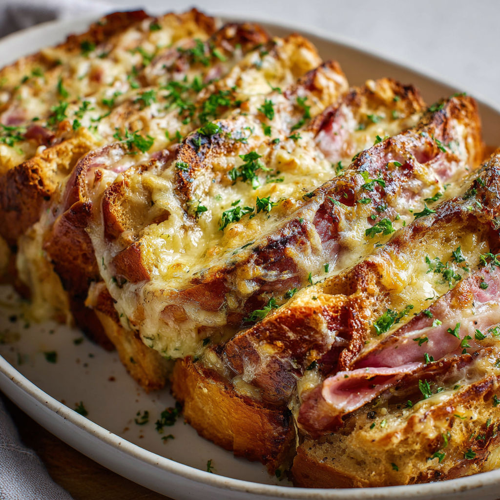 A plate of croque monsieur sandwiches.