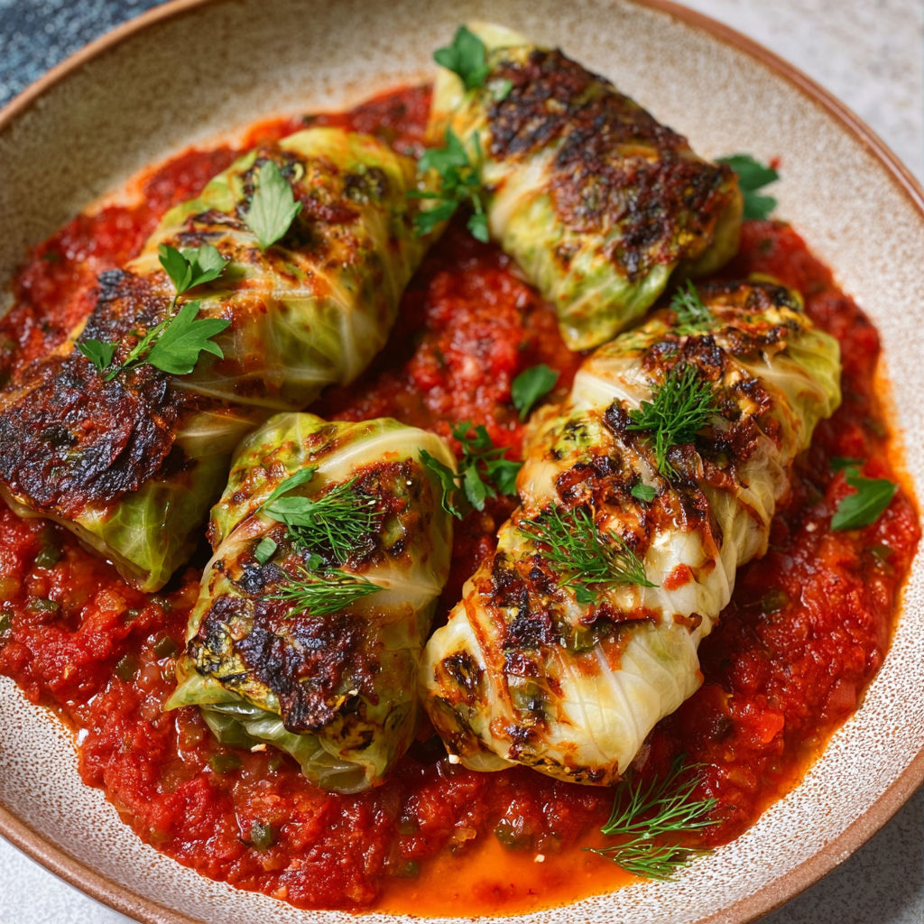 A plate of food with a sauce on it.