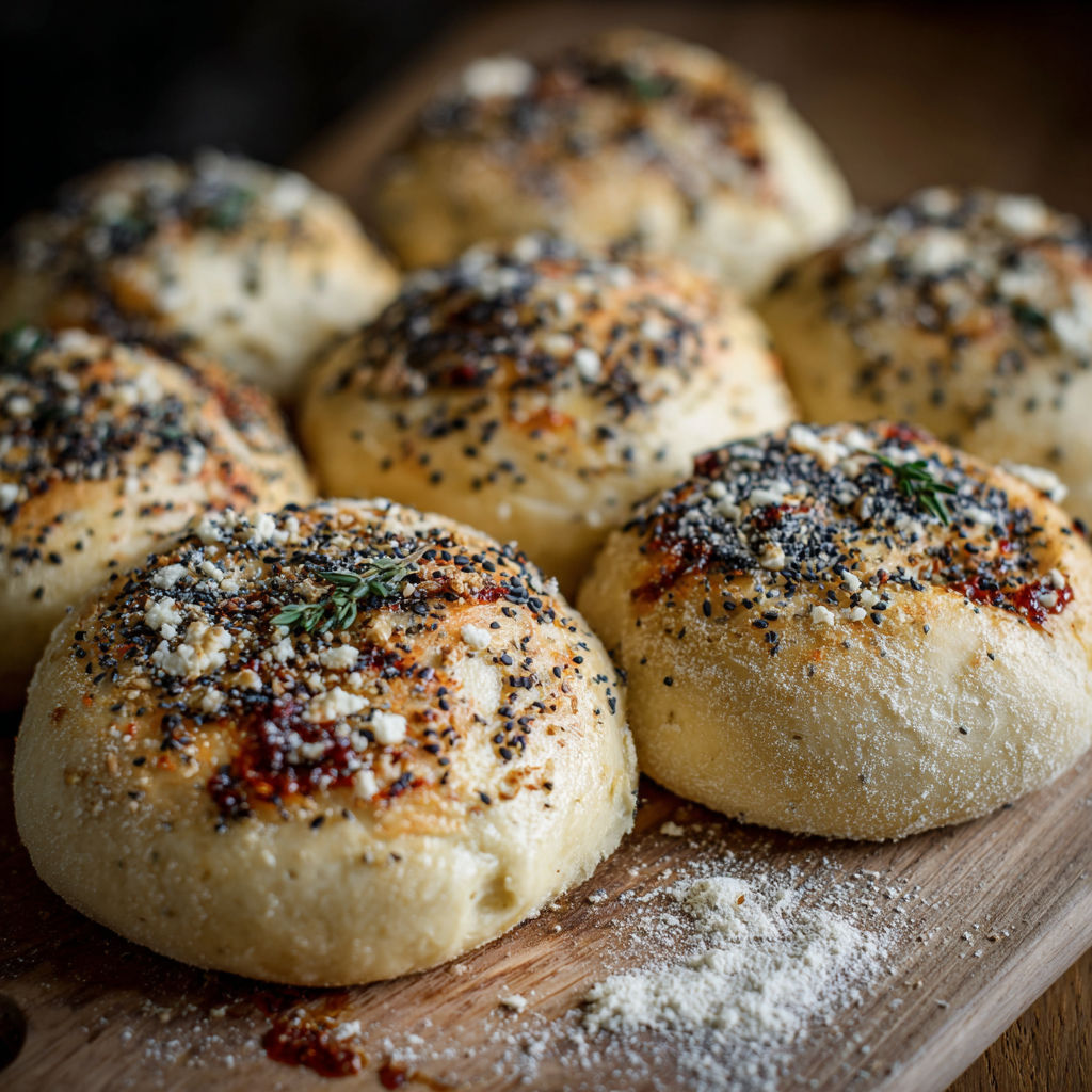 A wooden cutting board with a variety of baked goods on it.