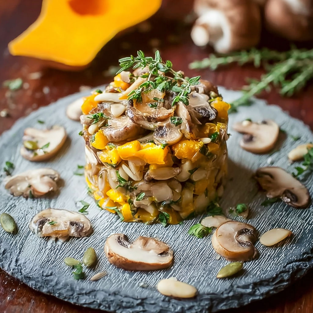 A stack of mushrooms on a plate.