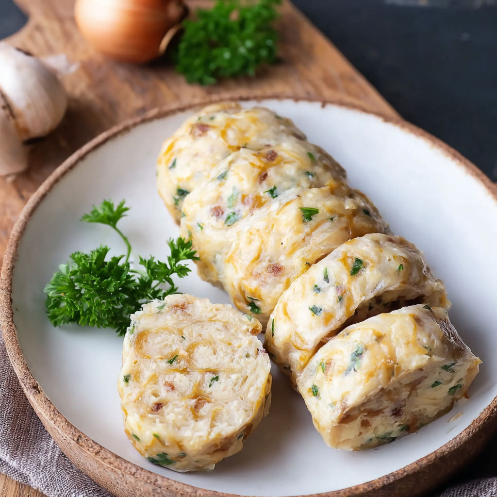 A plate of food with a green garnish.