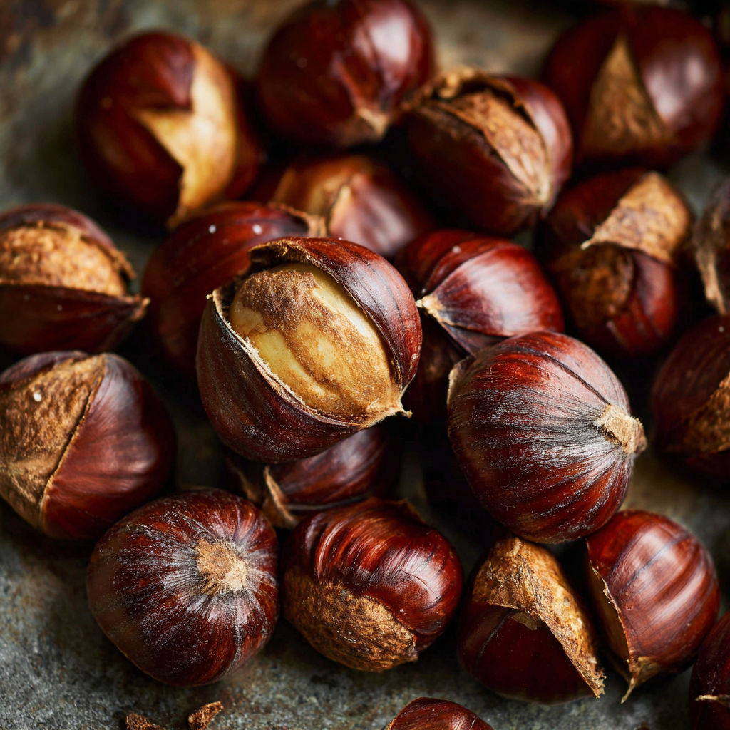 A pile of marronen rösten.