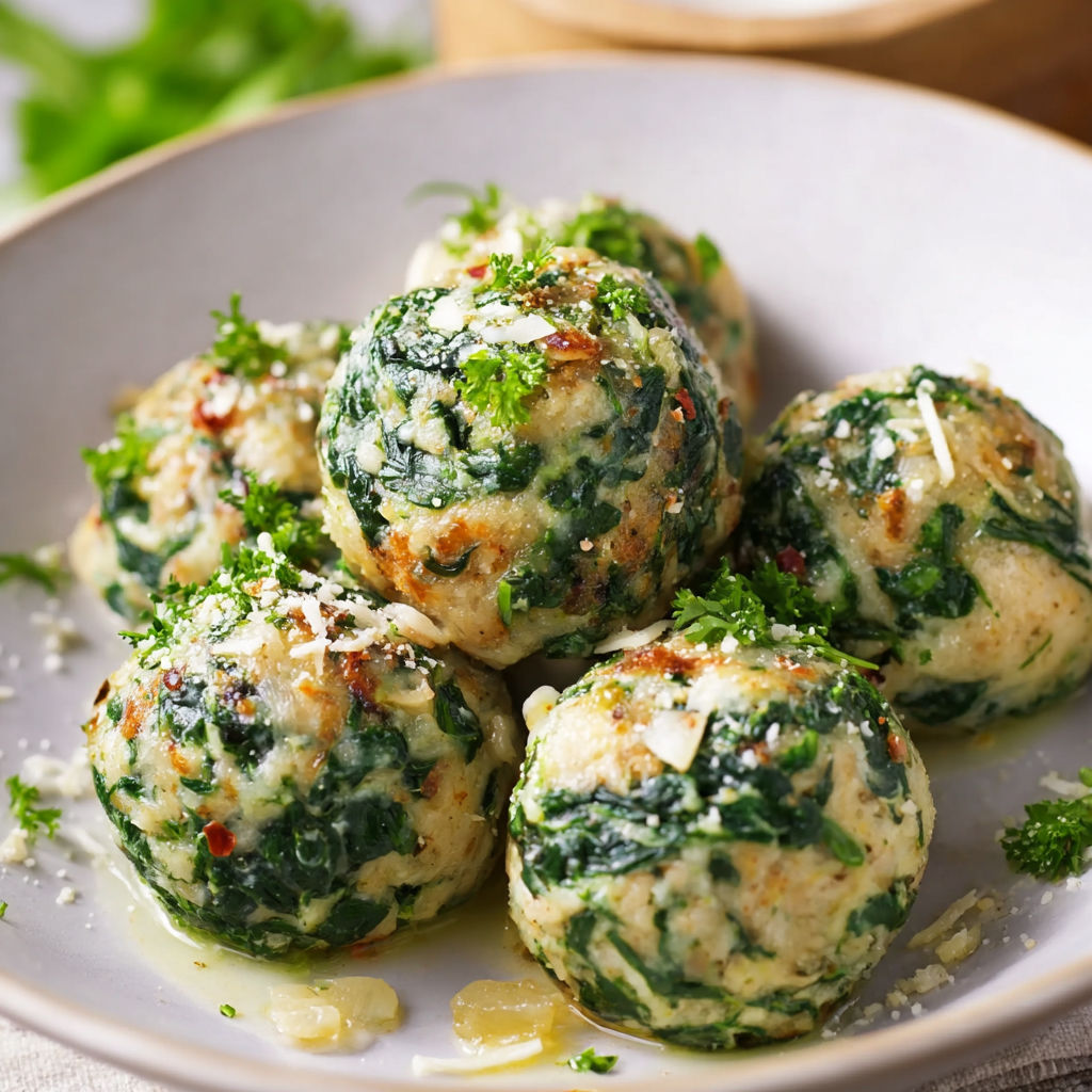 A plate of green vegetable balls.