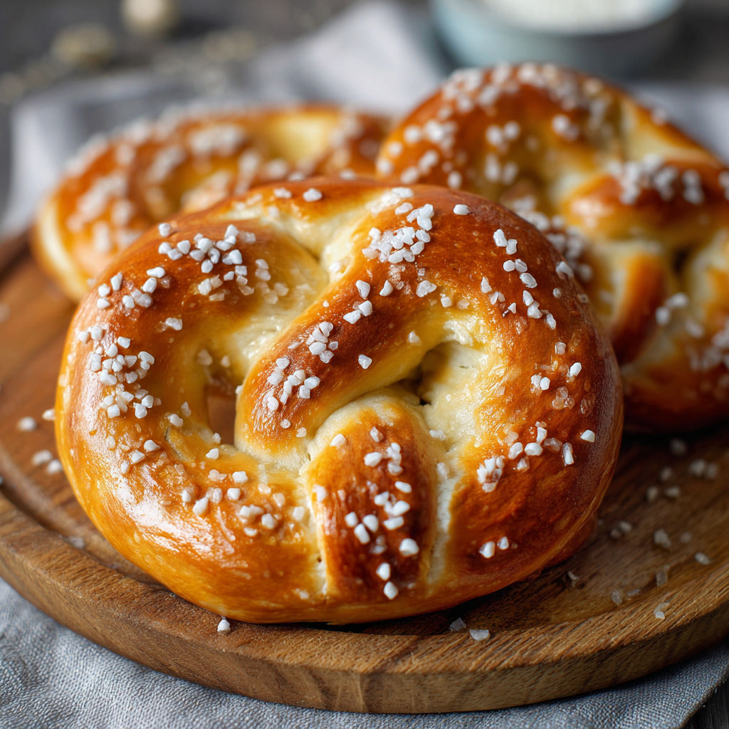 Three pieces of bread with sesame seeds on a wooden board.