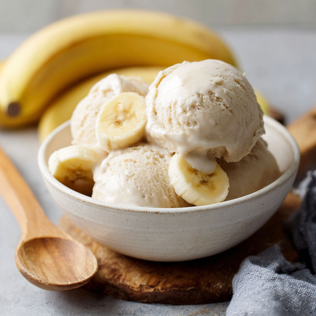 A bowl of banana cream with banana slices on top.