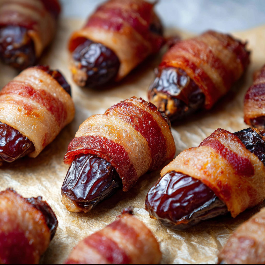 Bacon wrapped dates with bacon.