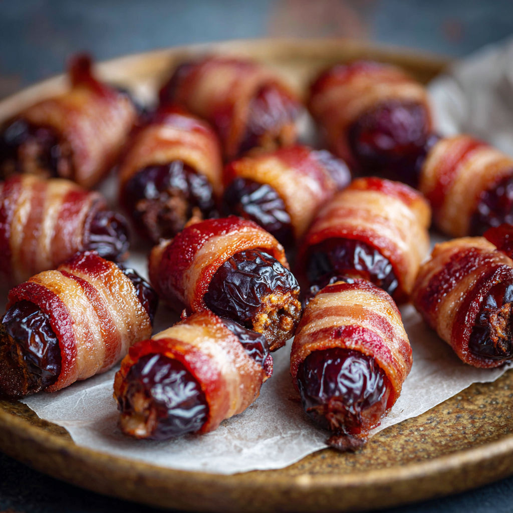 A plate of bacon wrapped dates.