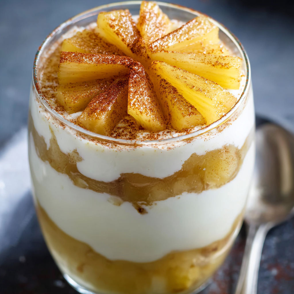 A glass of pineapple dessert.