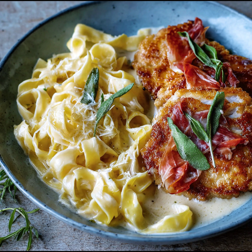 A plate of food with chicken and pasta.