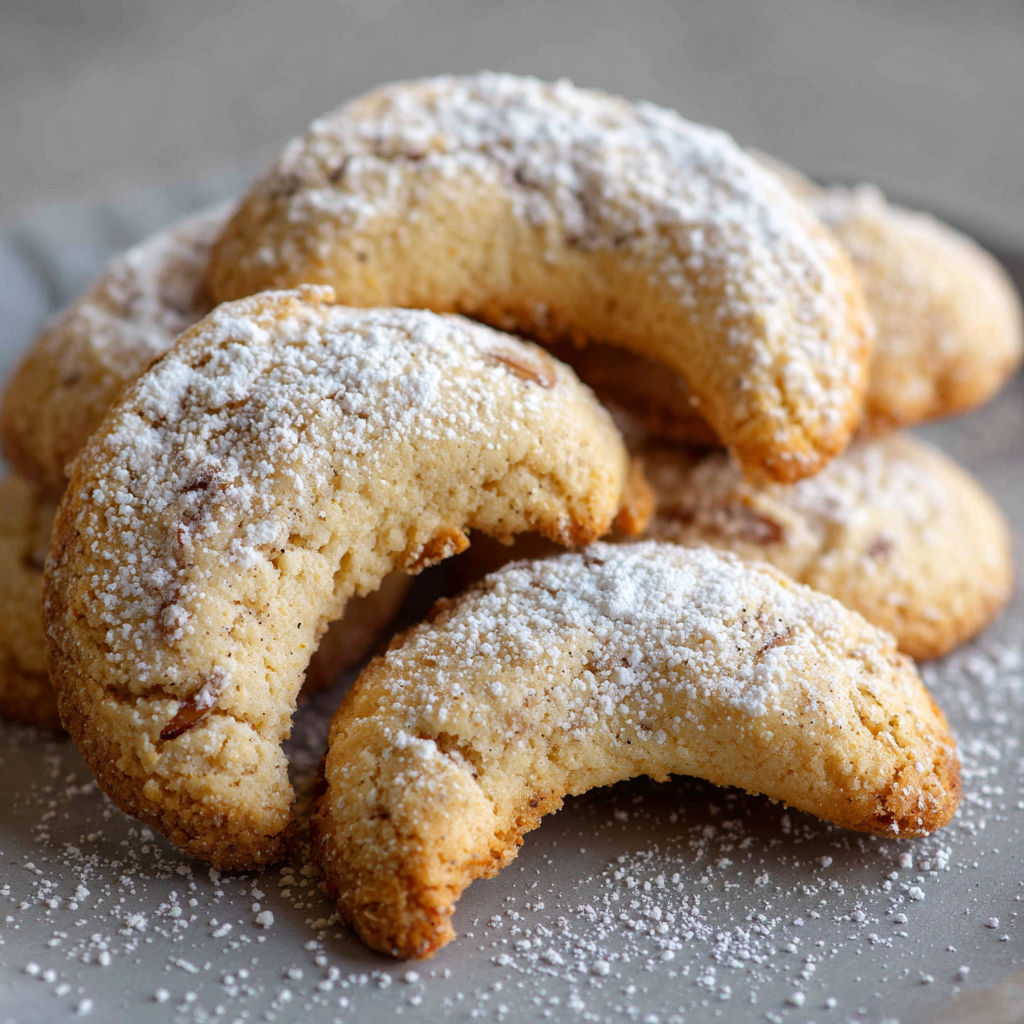 Low carb vanillekipferl on a plate.