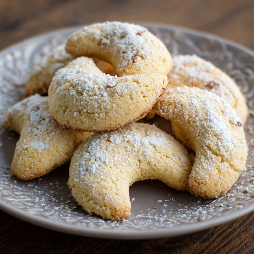 A plate of powdered donuts.