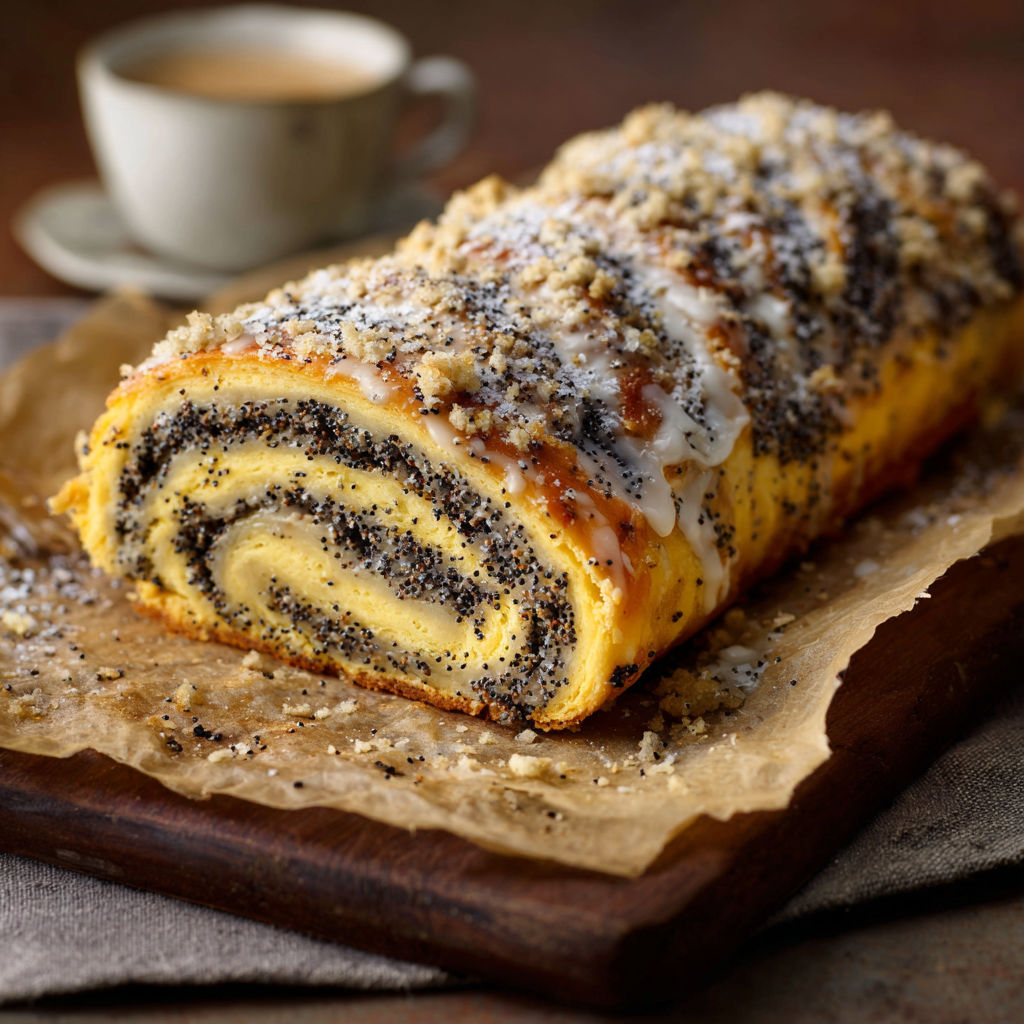 A pastry with a cream filling and a dusting of powdered sugar.
