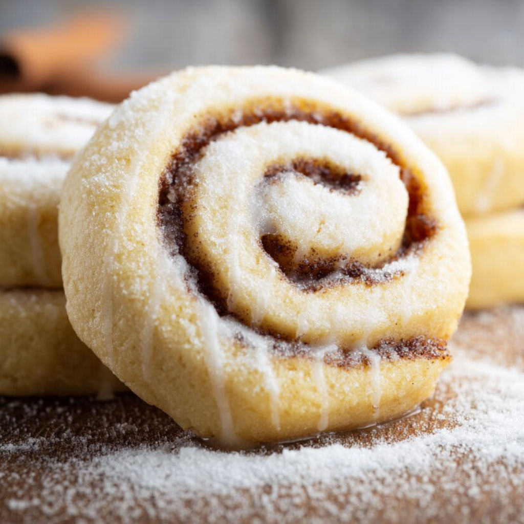 A plate of Zimtschnecken Plätzchen.