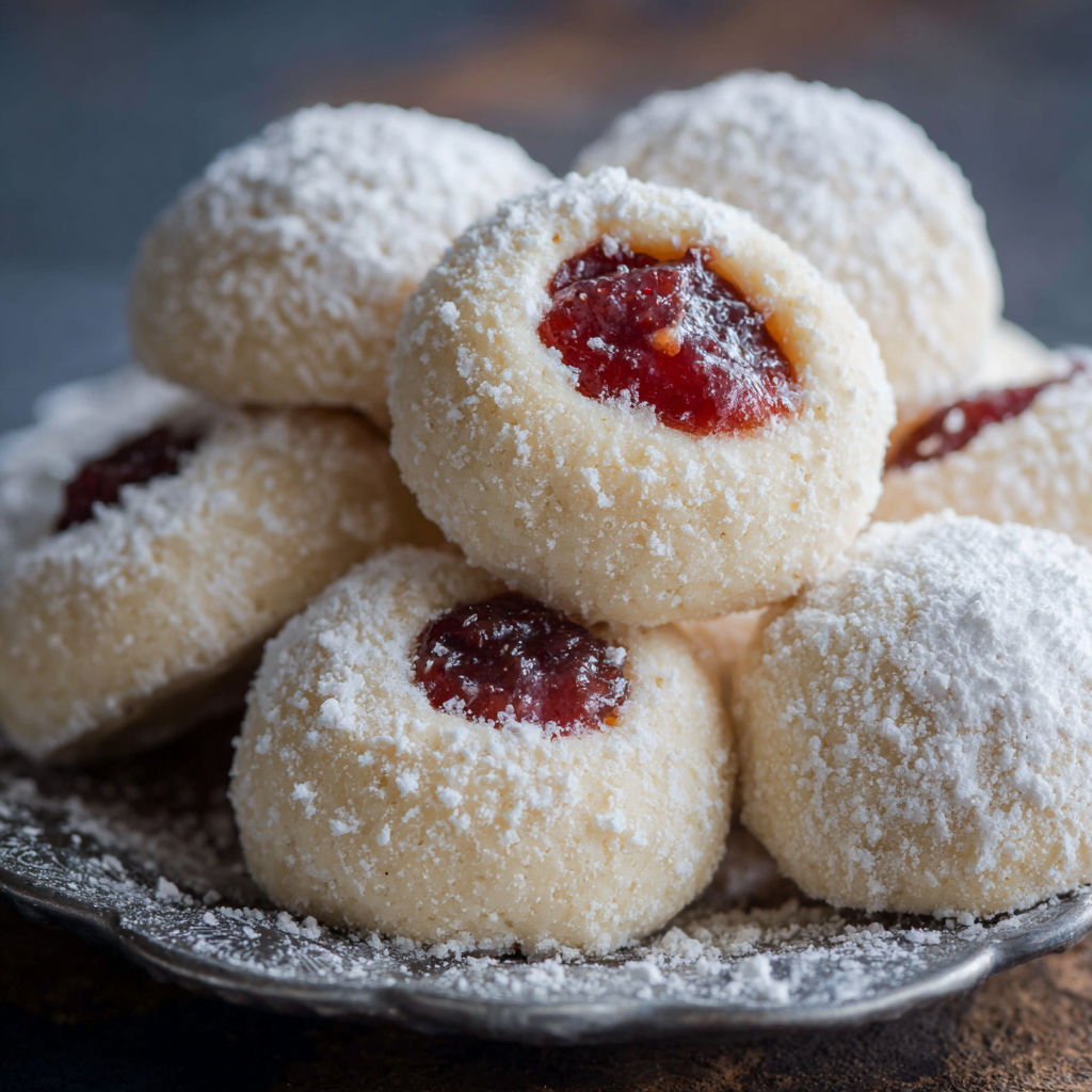 A plate of Engelsaugen cookies.