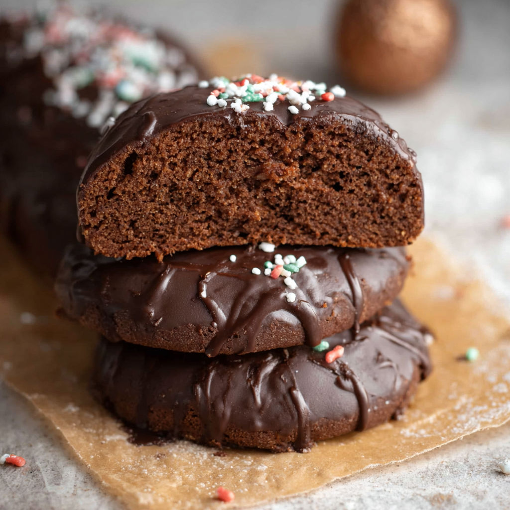 Chocolate cookies with sprinkles on top.