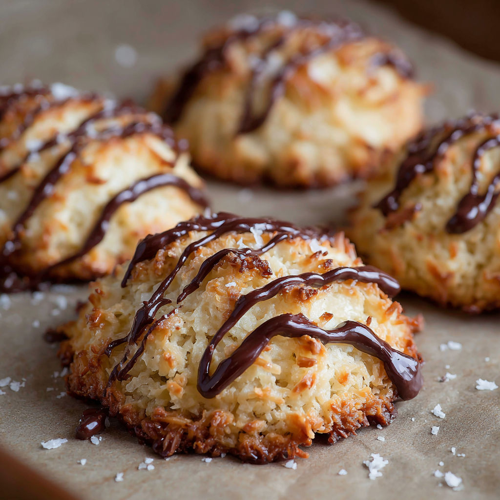 Chocolate drizzled on top of a pastry.