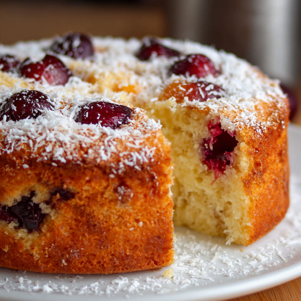 A cake with white frosting and berries on top.