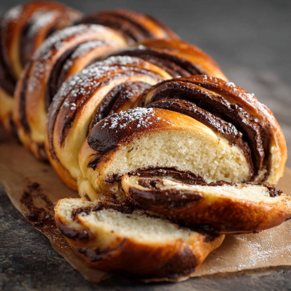 A slice of chocolate bread.