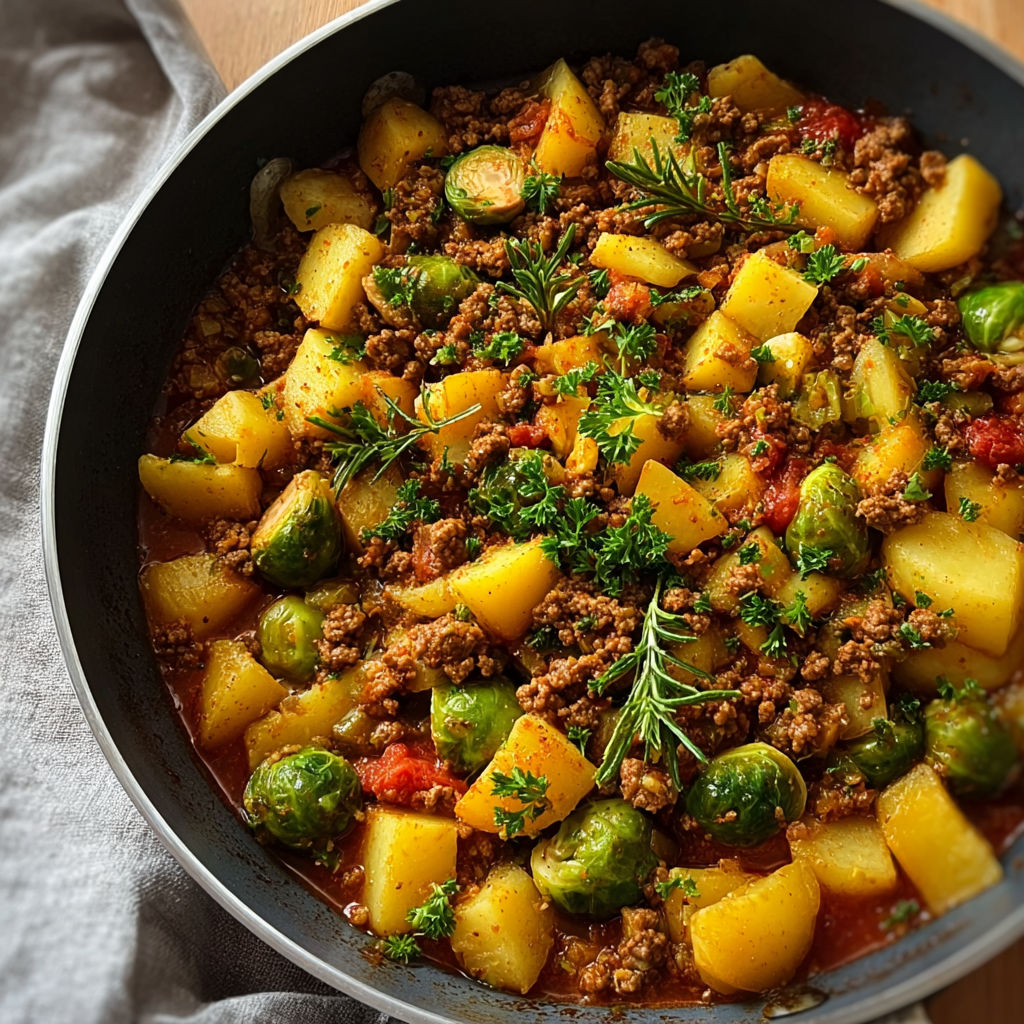 A bowl of food with meat and vegetables.