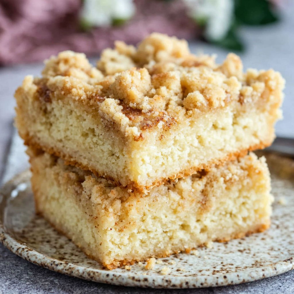 A slice of vegan streuselkuchen.