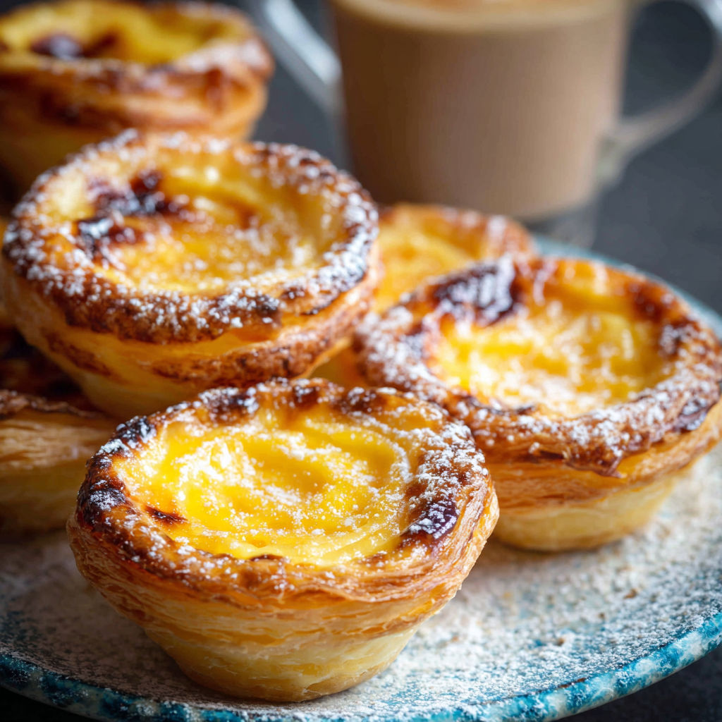 A plate of pastries with powdered sugar on top.