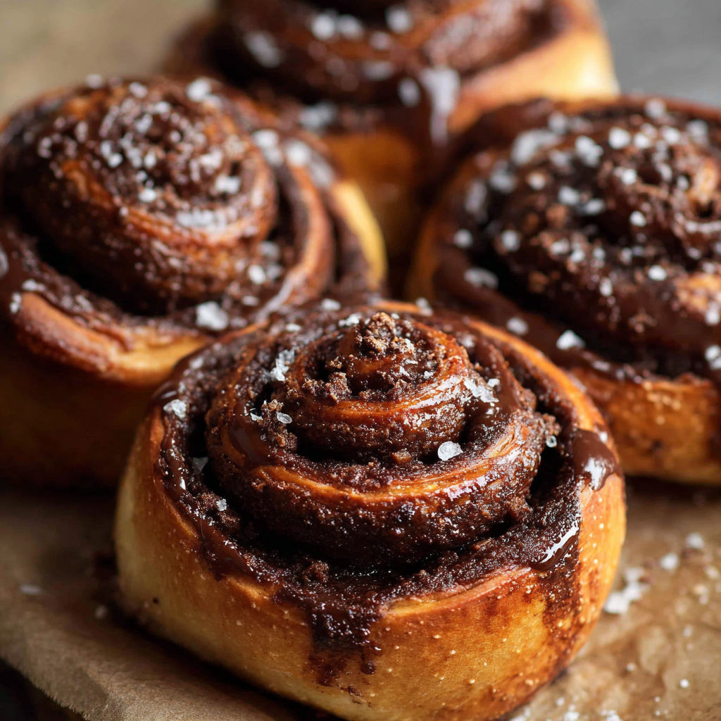 Choco-chocolate rolls on a table.
