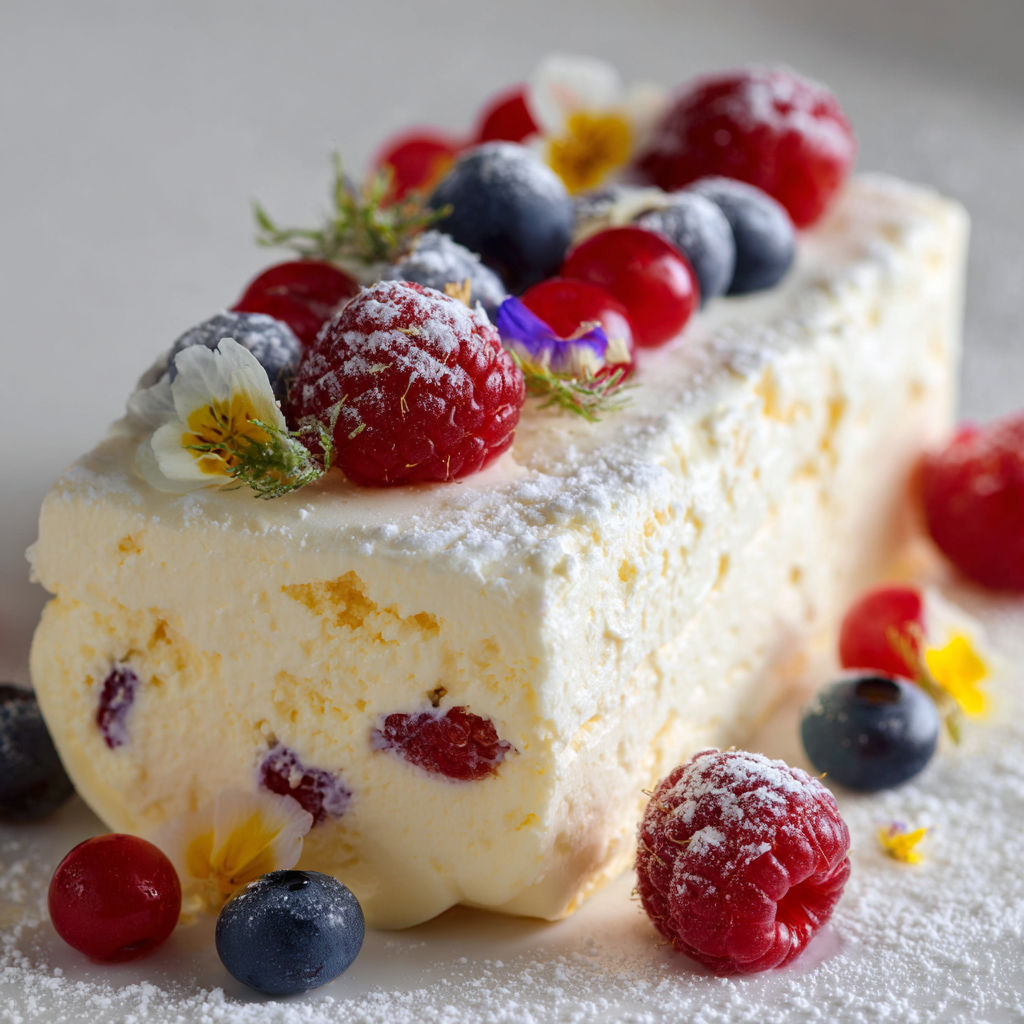 A cake with berries on top.