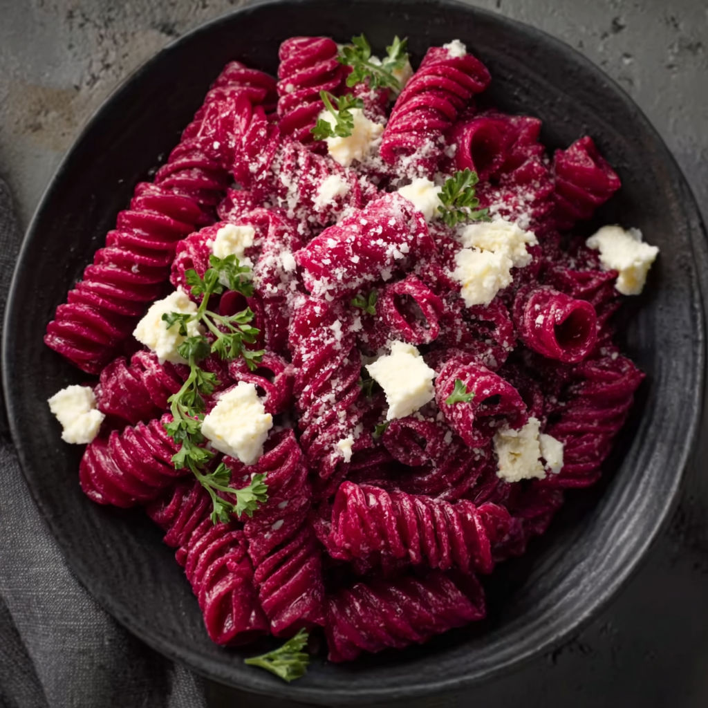 A bowl of pasta with cheese and herbs.