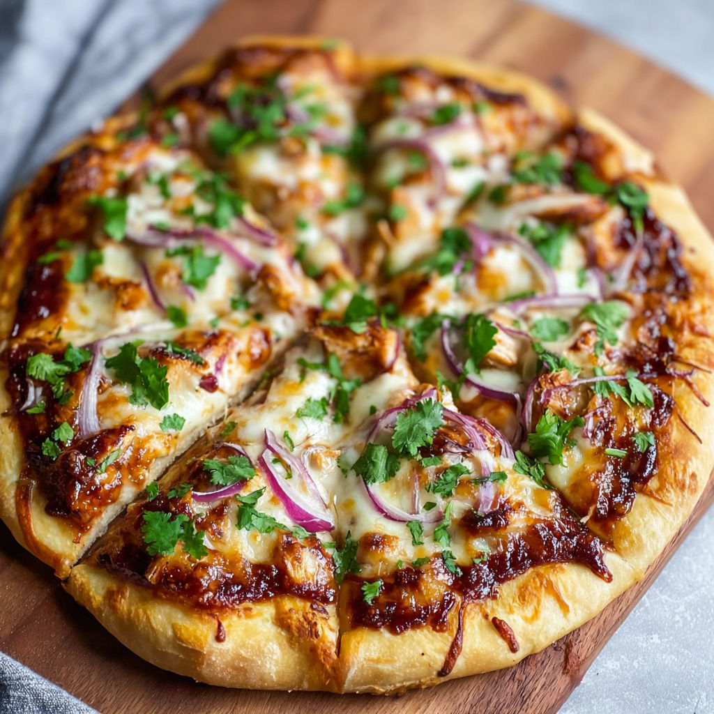 A pizza with onions and cheese on a wooden board.