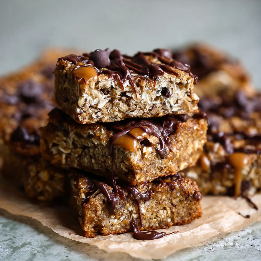 A stack of chocolate covered granola bars.