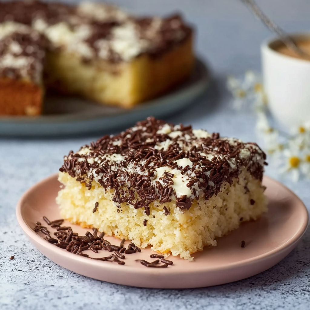 A slice of cake with chocolate and white frosting.