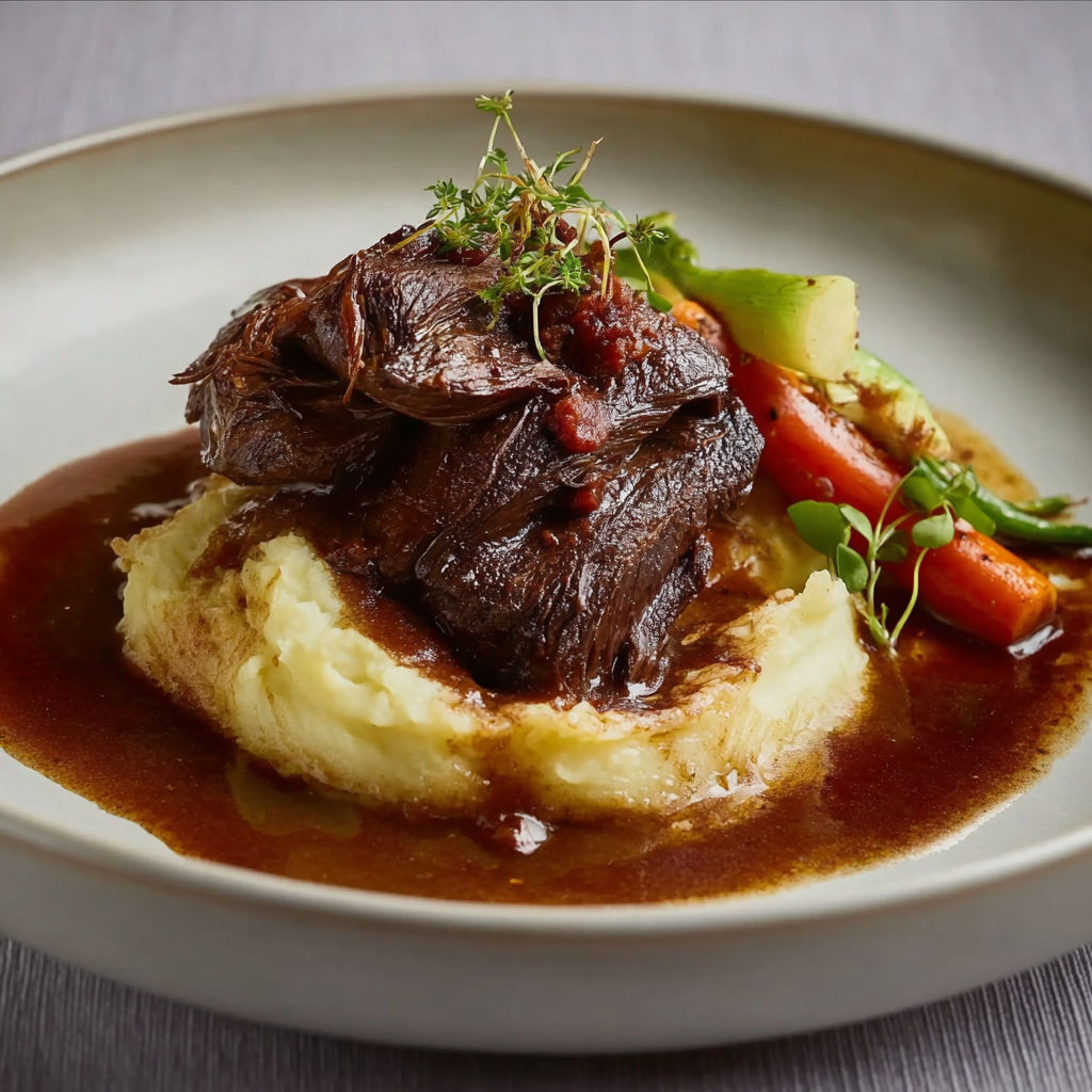 A plate of meat and vegetables.